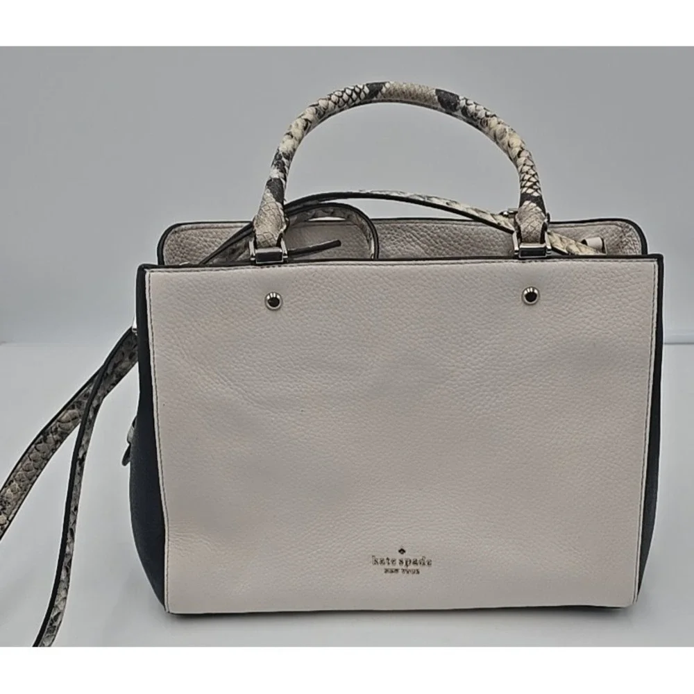 Kate Spade Leila Medium‎ Triple Compartment Satchel Bag Pebbled Crossbody